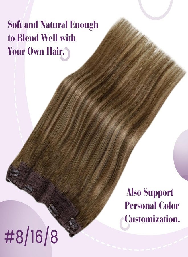 LaaVoo Wire Hair Extensions Human Hair Wire Human Hair Extensions Balayage Brown mix Blonde Human Hair Wire Extensions Soft 16 Inch 90g - Image 2